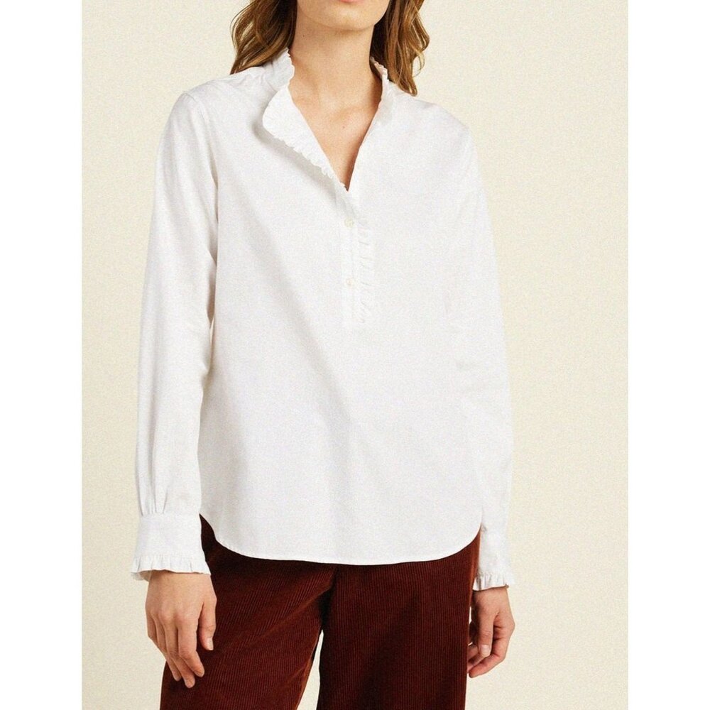 NWT TROVATA BIRDS OF PARADIS Breezy Blouse In White Size Large